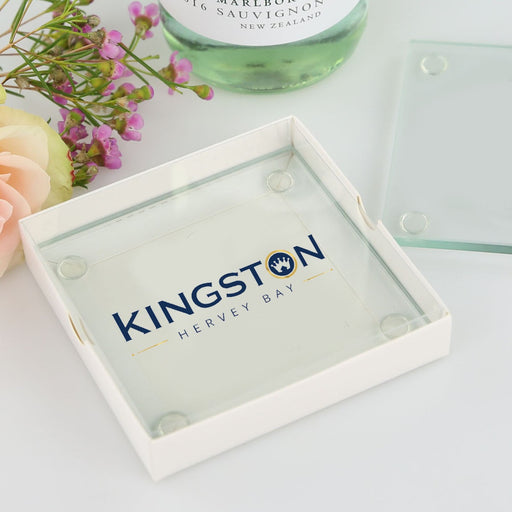 Colour Printed Company logo Glass Coaster Corporate Gift