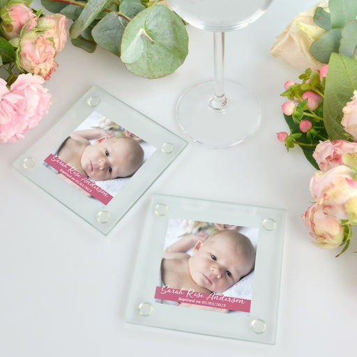 Birth Announcement Printed Glass Coaster