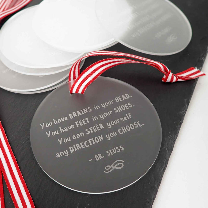 Engraved Student Graduation Frosted Acrylic Christmas Decoration Set of 10