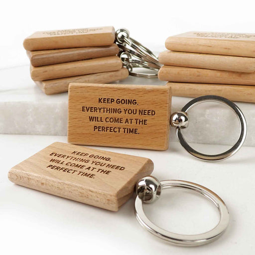 Engraved Student Graduation Rectangle Wooden Keyrings Set of 10