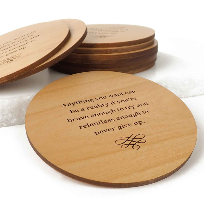 Engraved Student Graduation Round Wooden Coasters Set of 10