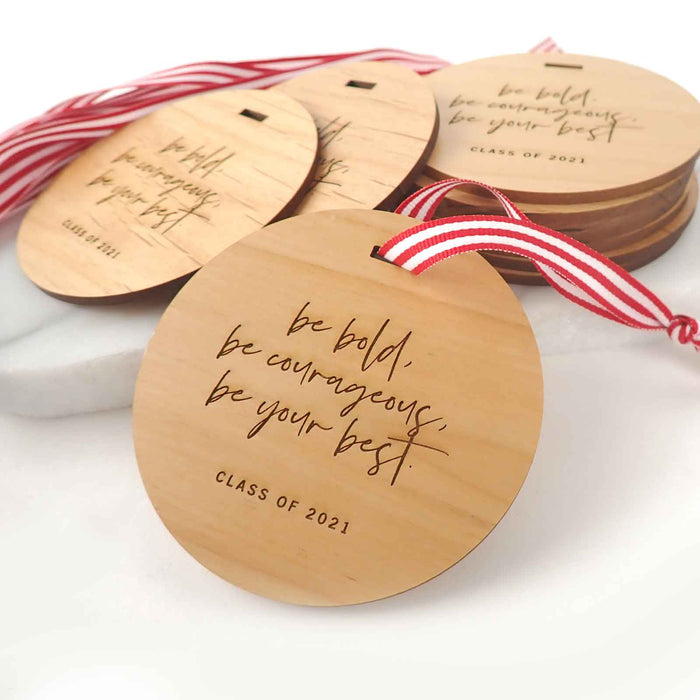 Engraved Student Graduation Wooden Christmas Decoration Set of 10