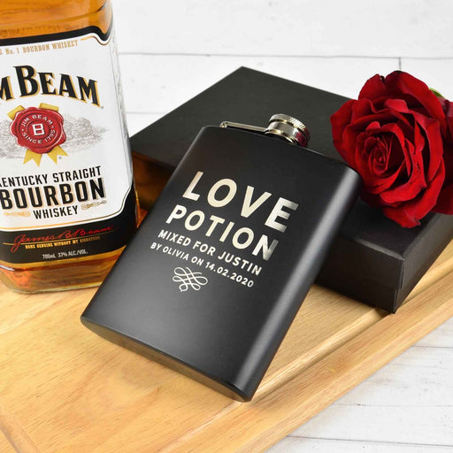 Customised Engraved Black Valentine's Day Hip flask