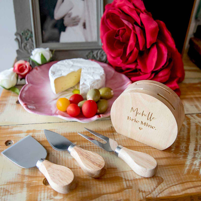 Custom Designed Engraved Valentine's Day Cheese knife Block Set Gift