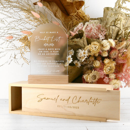 Customised Engraved Bucket List Sign with Wooden Keepsake Box