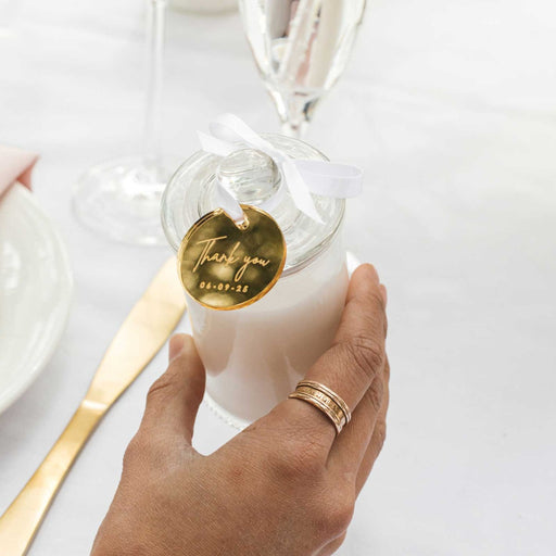 Personalised Engraved Thankyou French Tipped Candle Wedding Favours