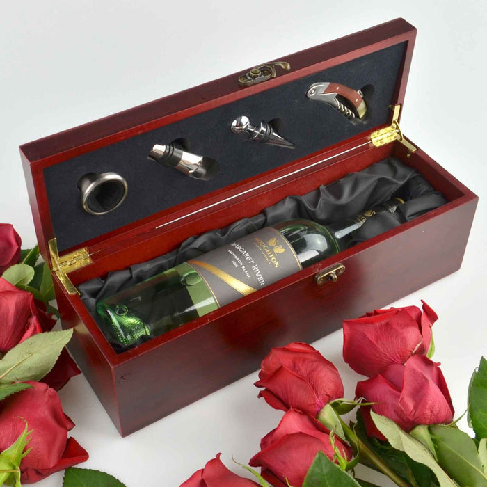 Professionally Laser Engraved Engagement and wedding wine box