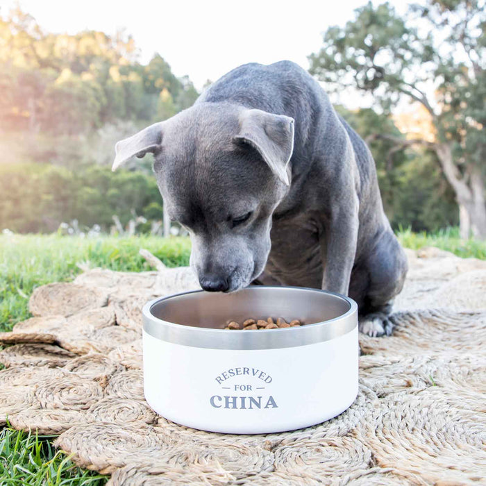 Personalised Engraved White Stainless Steel Round Dog Bowl