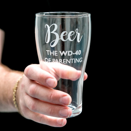 Customised Engraved Beer Glasses Parenting survival glasses Present
