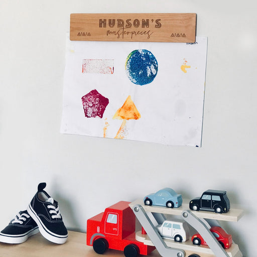 Customised Engraved Wooden Children's Artwork Wall Display Hanger