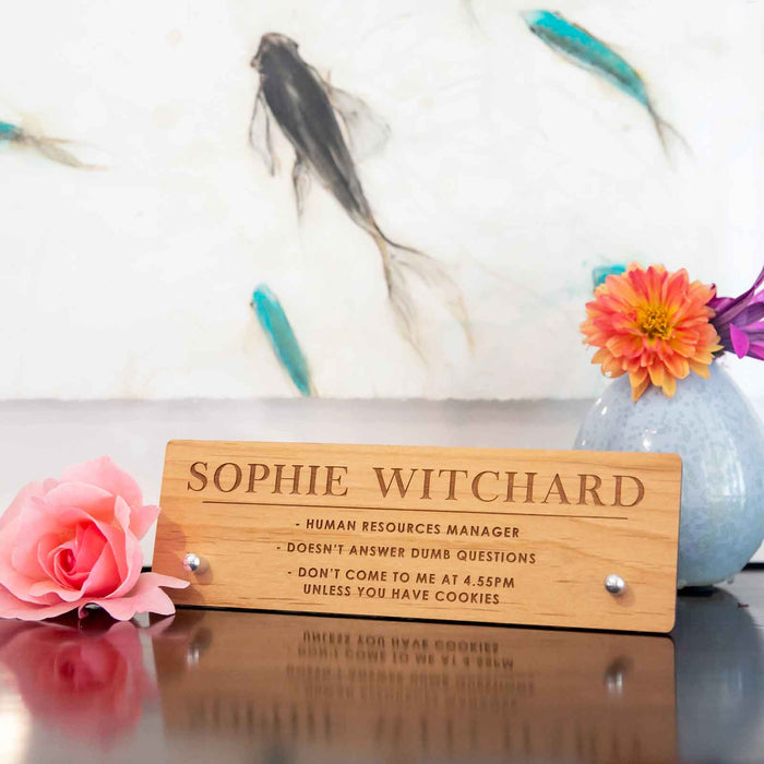 Personalised Engraved Wooden Office Desk Sign