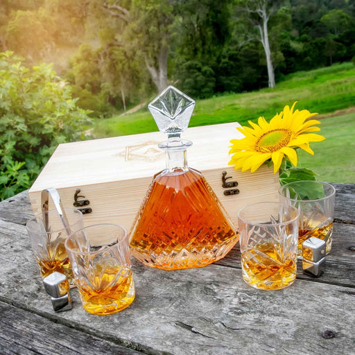 Personalised Engraved Crystal Diamond Decanter Scotch Glass Set Birthday Present