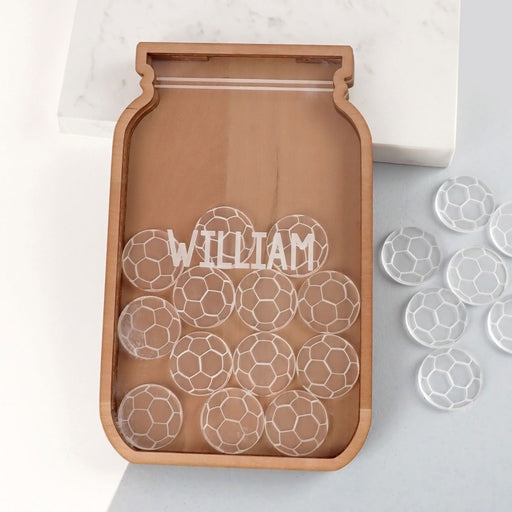 Customised Engraved Name Wooden Jar Soccer reward chart