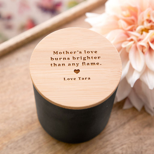 Engraved Mother's Day Black Wood Wick Soy Candle with Wooden Lid