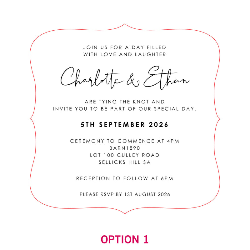Engraved Royal Style Mirror Acrylic Wedding Invitations