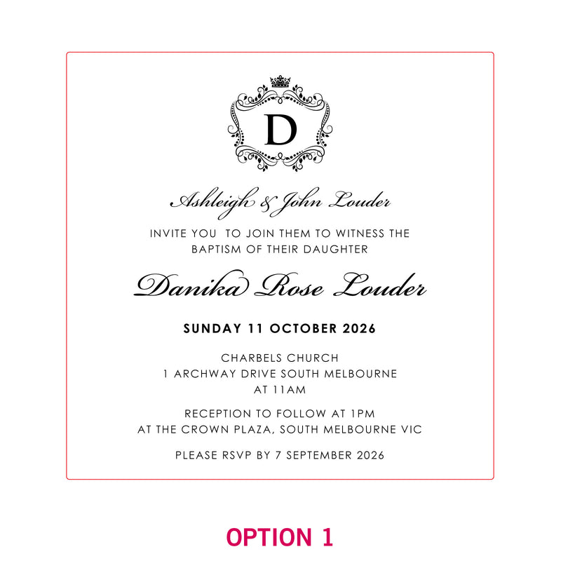 Engraved Square Acrylic Christening Invitations
