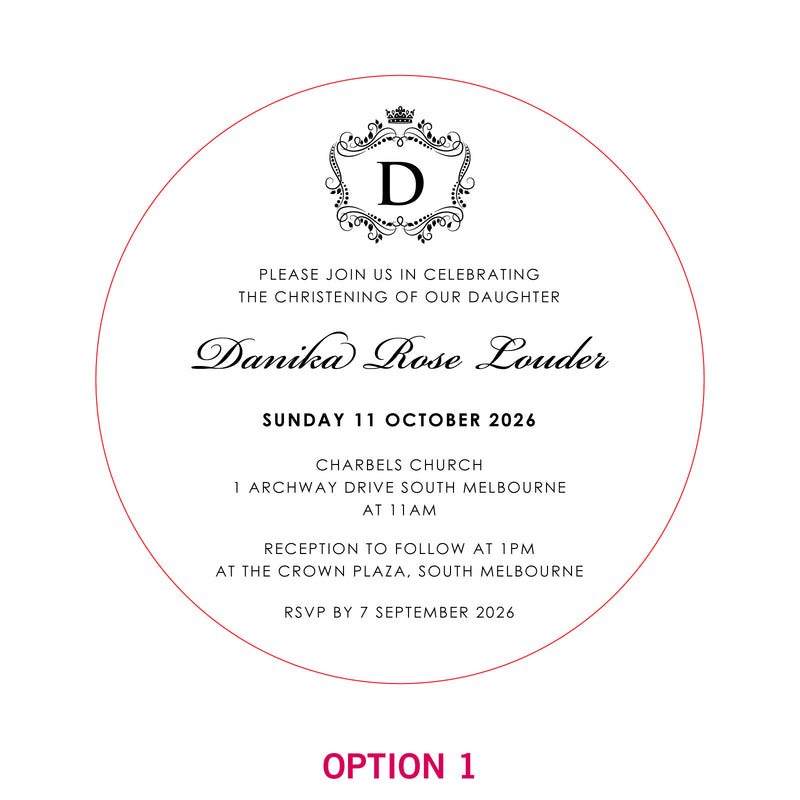 Engraved Round Acrylic Christening Invitations