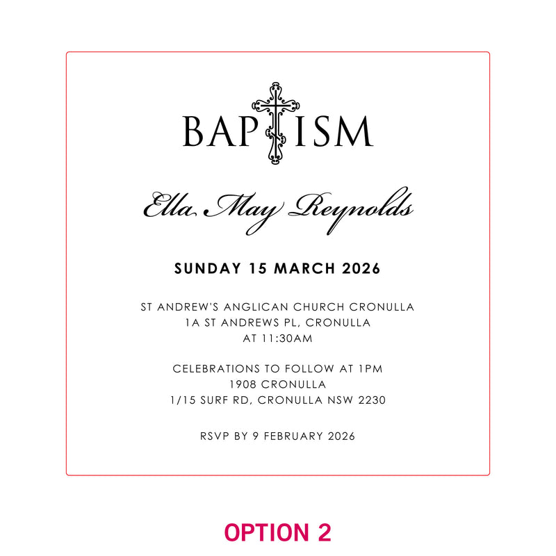 Engraved Square Acrylic Christening Invitations