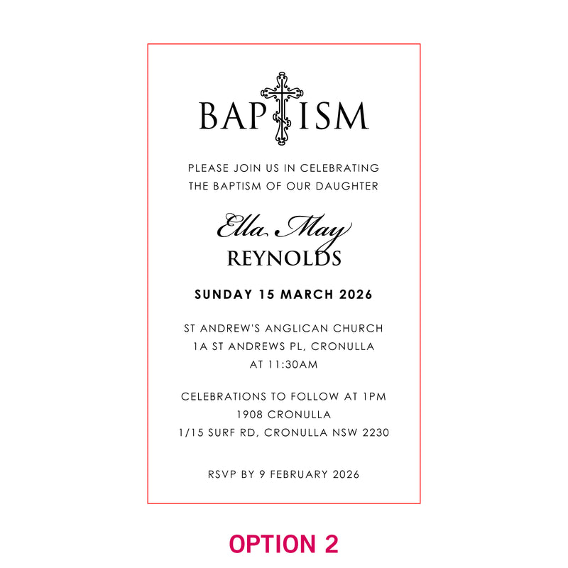 11B Engraved Acrylic Christening Invitations