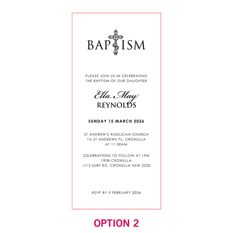 DL Engraved Wooden Christening Invitations