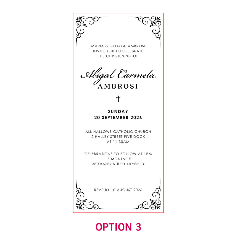 DL Engraved Acrylic Christening Invitations