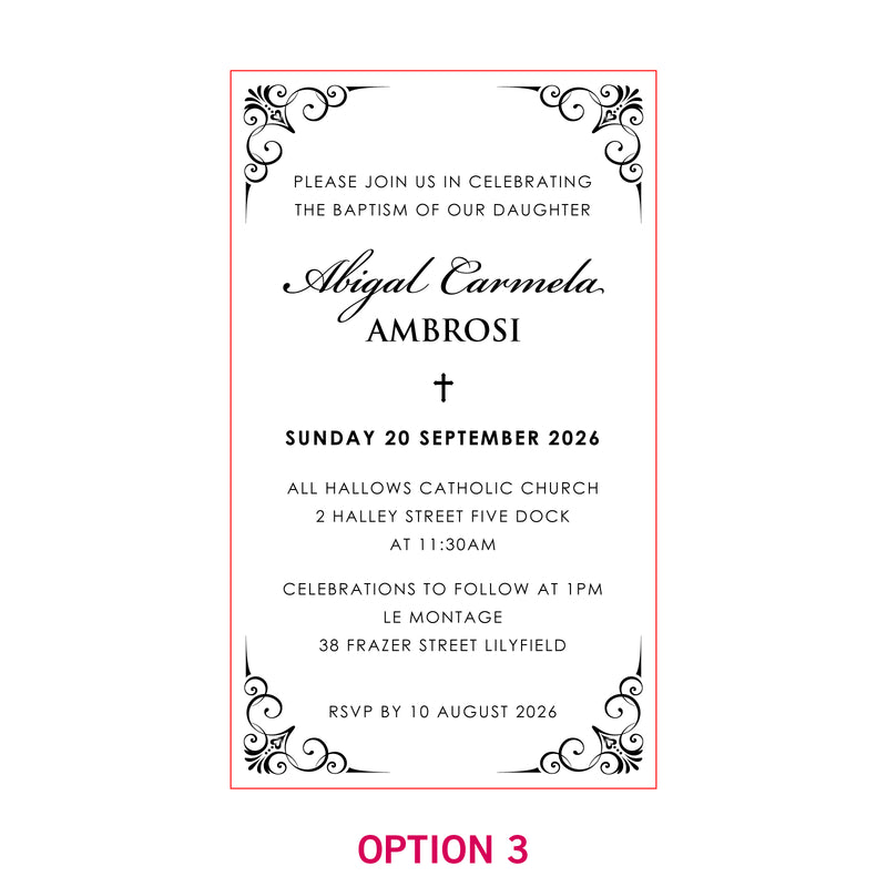 11B Engraved Acrylic Christening Invitations