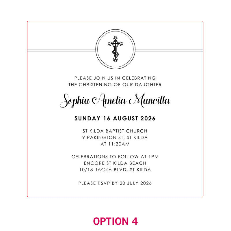 Engraved Square Acrylic Christening Invitations