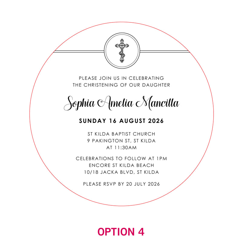 Engraved Round Acrylic Christening Invitations
