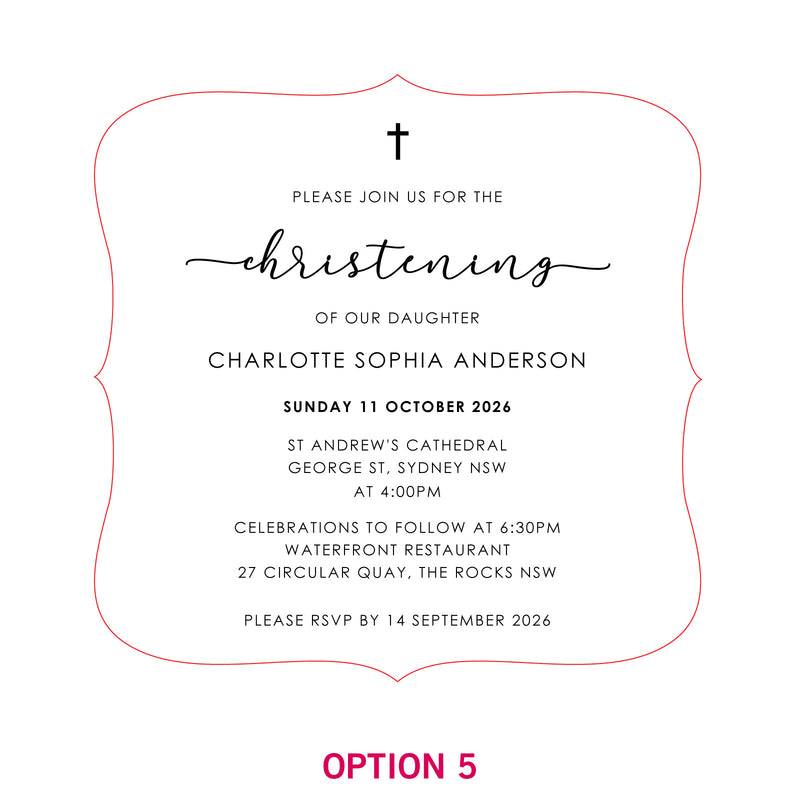 Engraved Royal Style Acrylic Christening Invitations