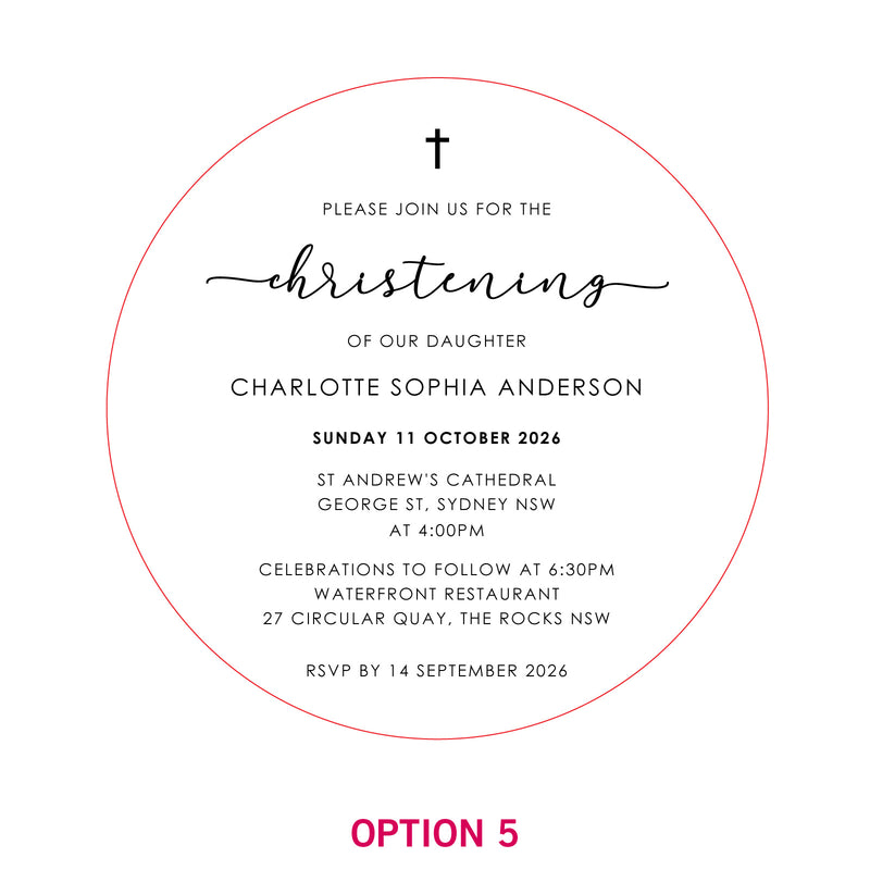 Engraved Round Acrylic Christening Invitations