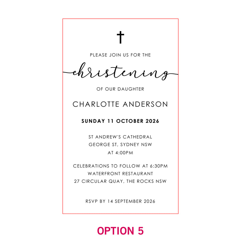 11B Engraved Acrylic Christening Invitations