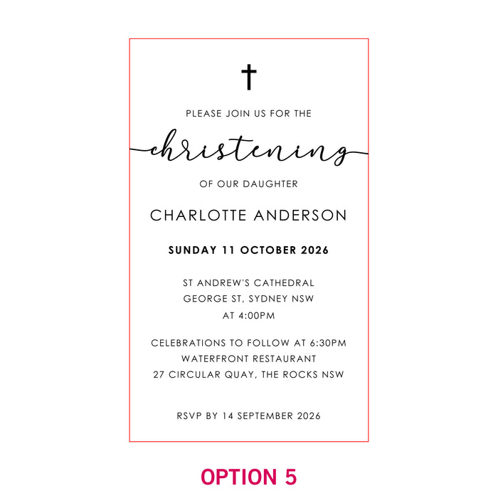 11B Engraved Acrylic Christening Invitations
