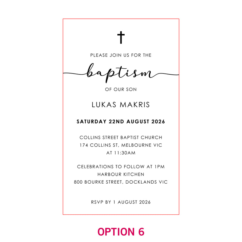 11B Engraved Acrylic Christening Invitations