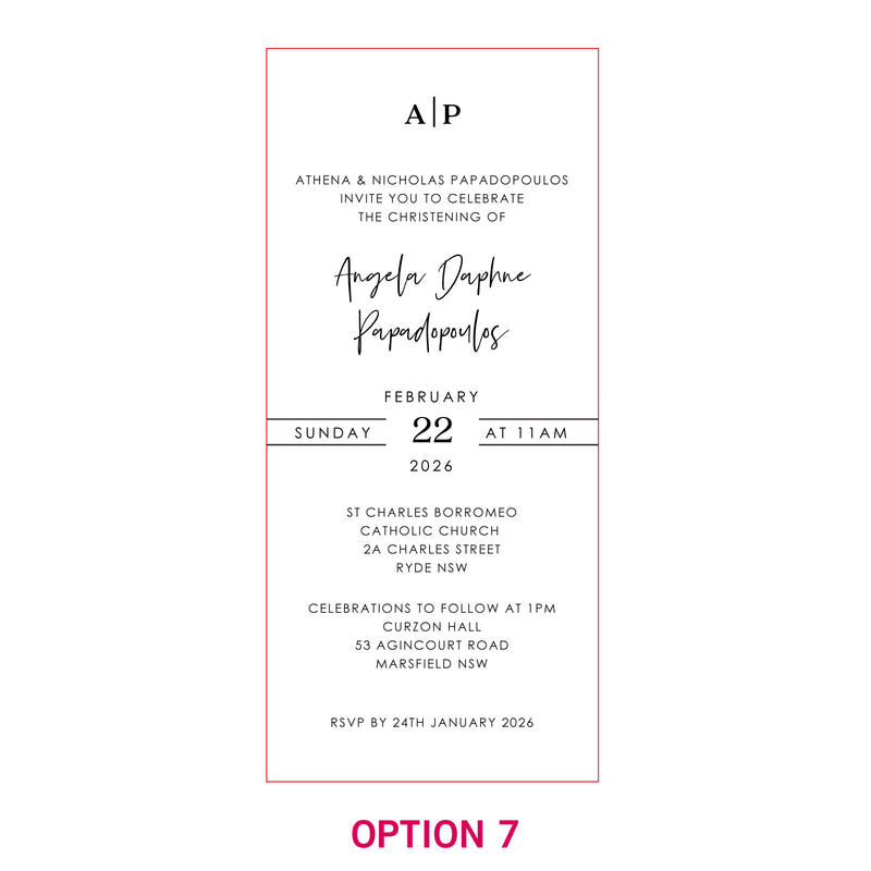 DL Engraved Wooden Christening Invitations