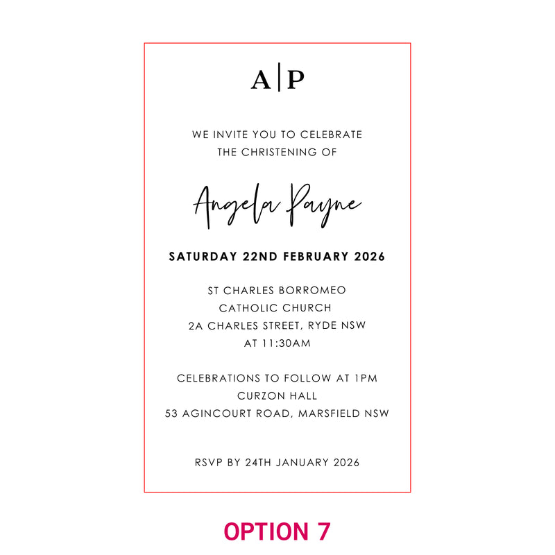 11B Engraved Acrylic Christening Invitations