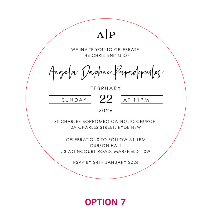 Engraved Round Acrylic Christening Invitations
