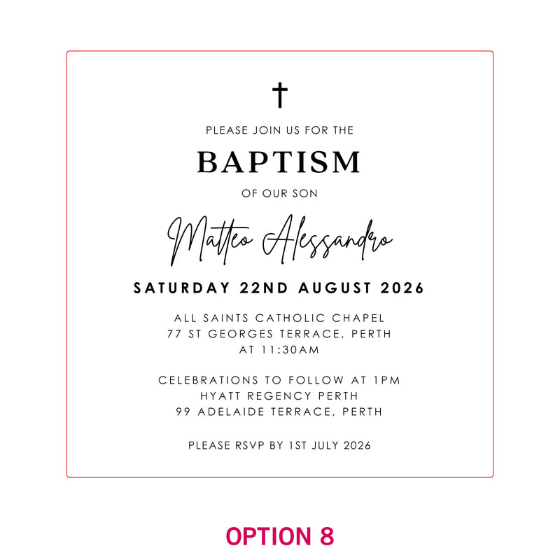 Engraved Square Acrylic Christening Invitations