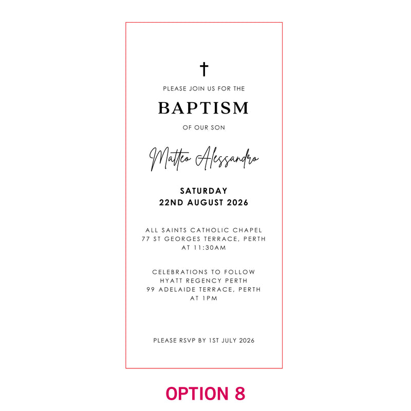 DL Engraved Acrylic Christening Invitations