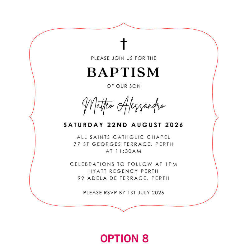 Engraved Royal Style Acrylic Christening Invitations