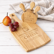 Personalised paddle board and cheese knife block set for a birthday gift
