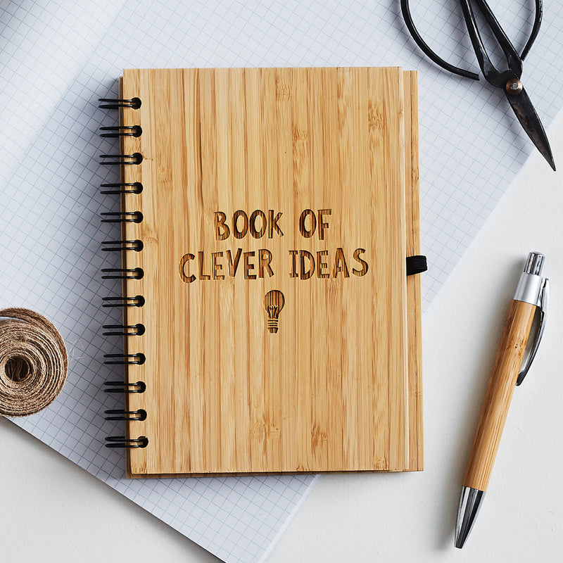 Book of Clever Ideas Engraved Bamboo Notebook – Fun Personalised Gift
