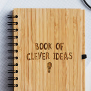 Custom Engraved Bamboo Notebook – Book of Clever Ideas Design