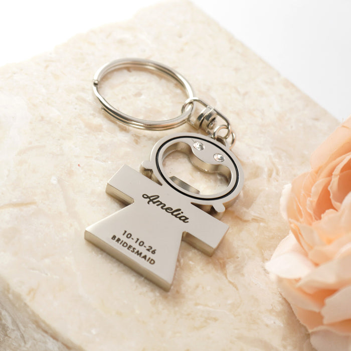 Custom Engraved Silver Girls Bottle Opener Keyring