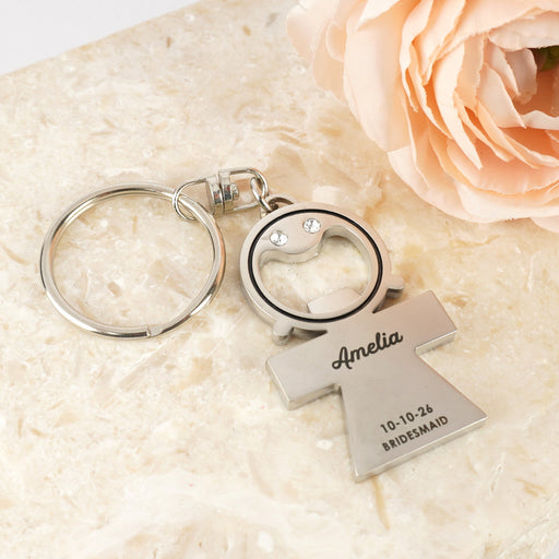 Custom Designed Engraved Bridesmaid Girl Bottle Opener Keyring Favour