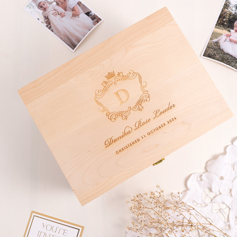 Engraved Wooden Christening Memory Box