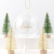 Personalised glass snowflake Christmas bauble with engraved name