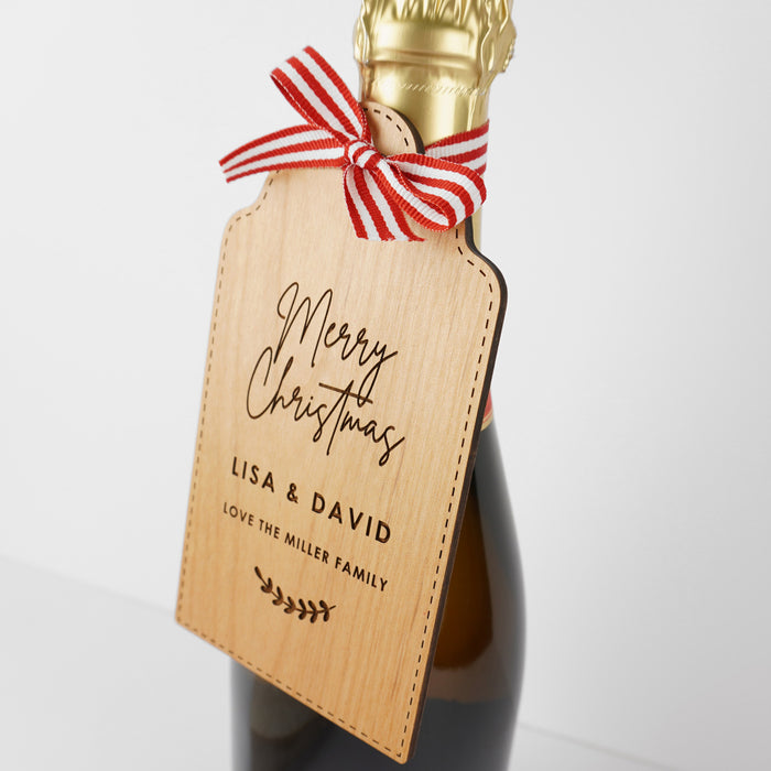 Personalised Engraved Jingle Juice Christmas Wooden Wine Bottle Tag Present