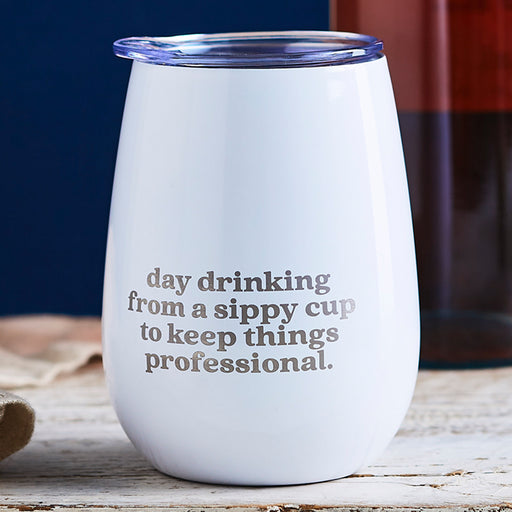 300ml Stainless Steel Wine Keep Cup with Lid – Fun Engraved Gift for Wine Lovers