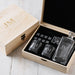 Personalised decanter set with engraved initials on box, glassware, and decanter – Christmas gift for whiskey lovers