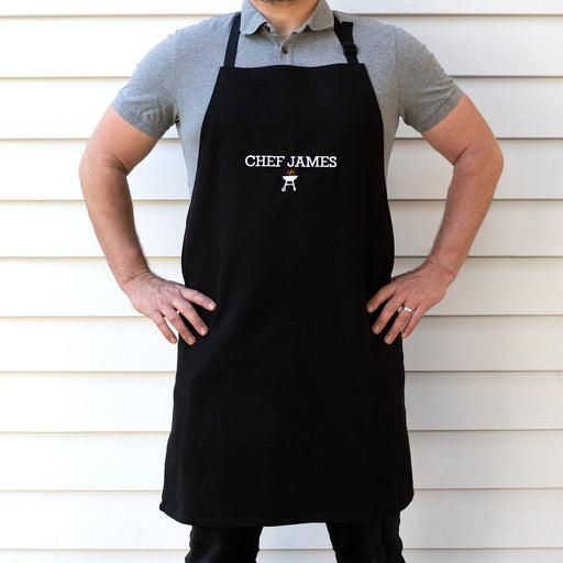 Personalised Embroidered Father's Day BBQ Black Apron